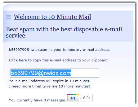 Welcome to 10 Minute Mail .
